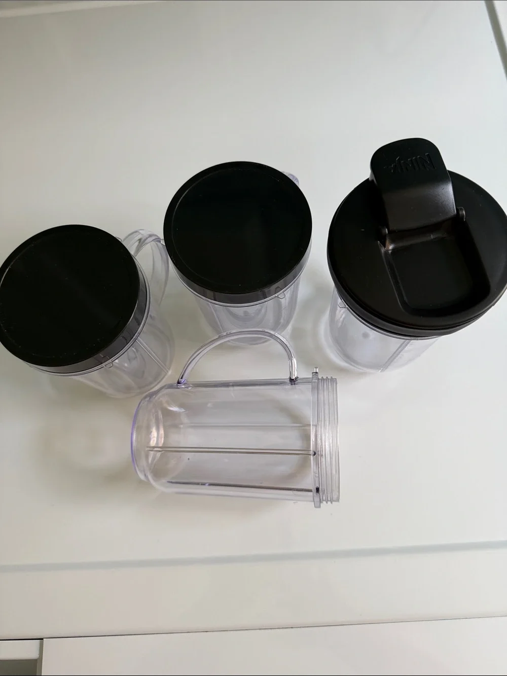 Clear Plastic Kitchen Storage Jars with Black Lids (Set of 4)